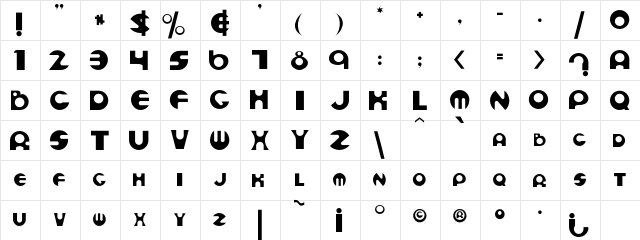 ESpheres Regular  glyph index