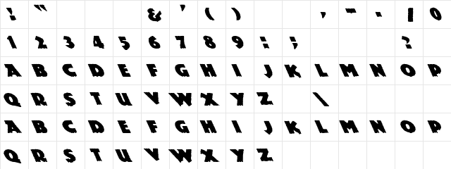 God Of Thunder 1 Regular  glyph index
