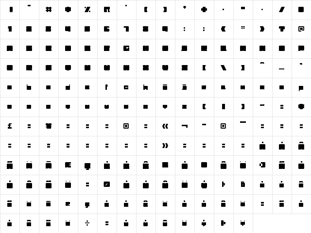 Trubik77 Regular  glyph index