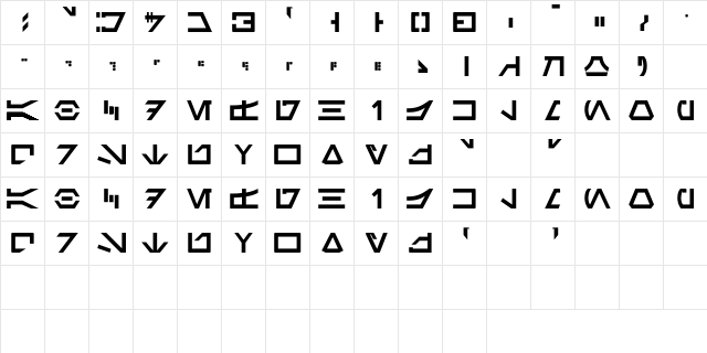 newAurabesh Regular  glyph index