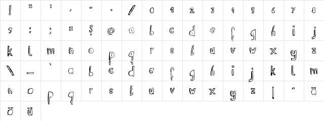 RvD_SUITCASEBOY Regular  glyph index