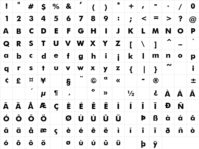 Heartbreaker 2 Regular  glyph index