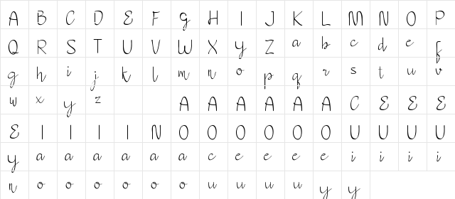 Cerys Everett Demo Regular  glyph index