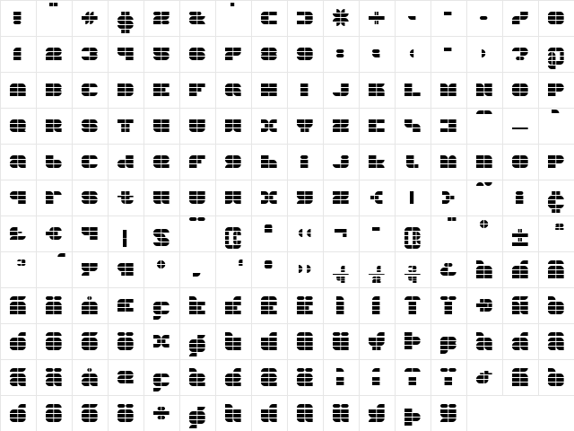 104 Regular  glyph index