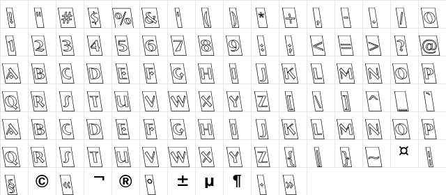 a_BremenCmOtlRevObl Regular  glyph index
