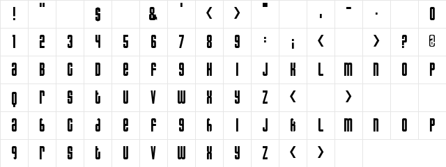 Crybaby Regular  glyph index