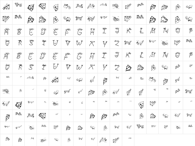 KidsKas Regular  glyph index