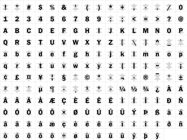 Franklin47 Becker Regular  glyph index