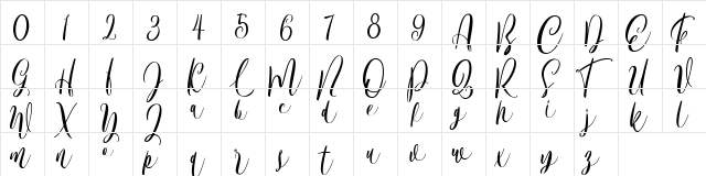 Bordellia Regular  glyph index