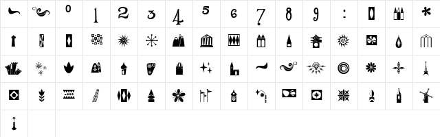 Blairesque Happy Grams JF Regular  glyph index