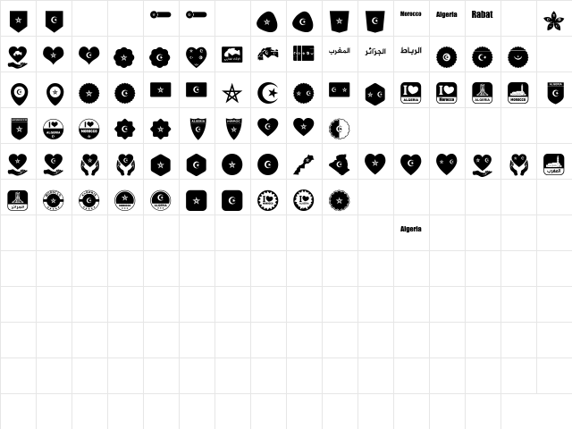 Font Morocco Algeria Regular  glyph index