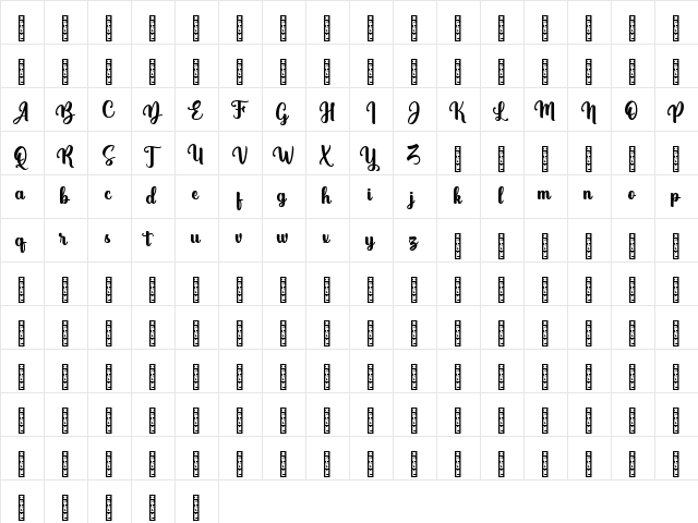 Brights Diamond Regular  glyph index