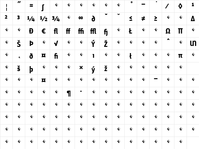 Unit-BoldExpert Regular  glyph index