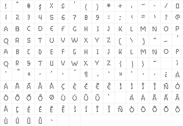Barefoot Regular  glyph index