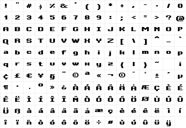 Bit KitWide Heavy Regular  glyph index