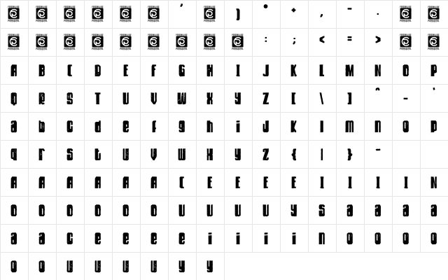 DIRTY ROCK Free Vesion Regular  glyph index