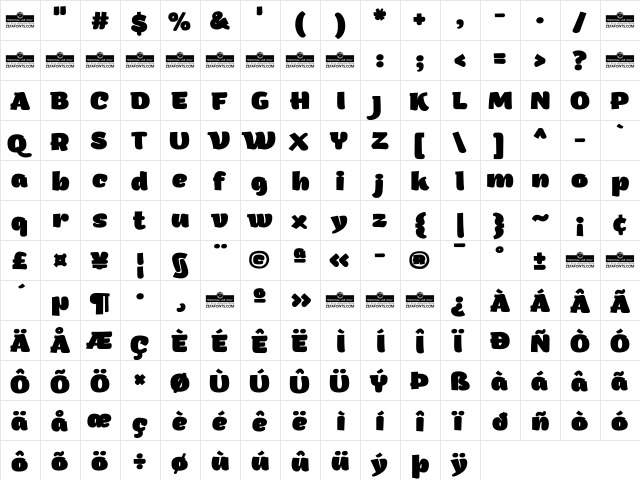 Arturo Trial Heavy  glyph index