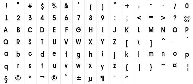 a_AvanteLtNr SemiBold  glyph index