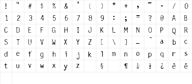 Carbonated Gothic Regular  glyph index