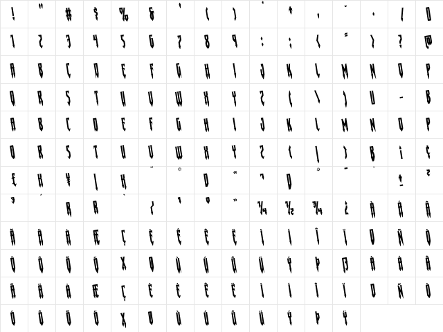 Gotharctica Rotated Regular  glyph index