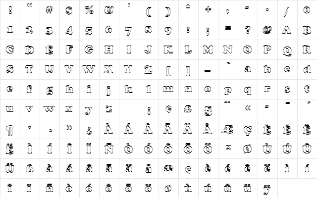 CooperBlaOutDOu1 Regular  glyph index