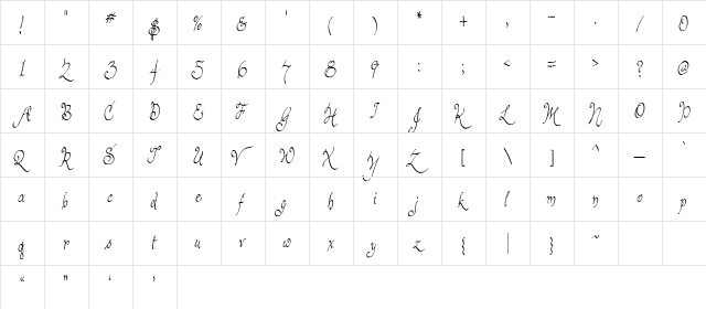 LD Antique Elegance Regular  glyph index