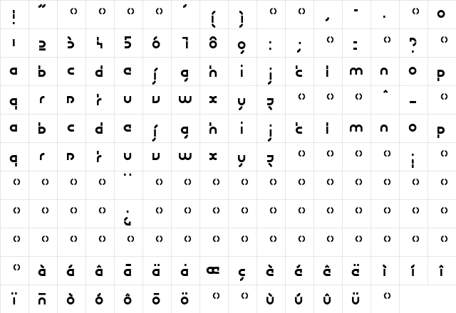 Design Medium  glyph index