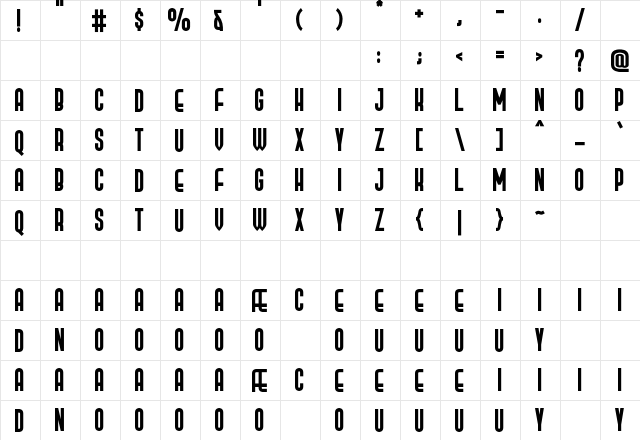 Prosa GT Demo Demo  glyph index