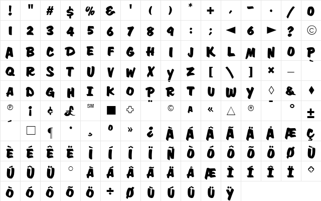 CgDavisonZip Bold  glyph index