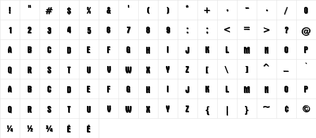 Double Slug Regular  glyph index