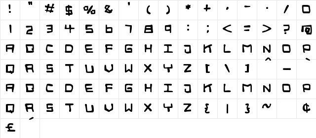 Digital Squiggle Regular  glyph index