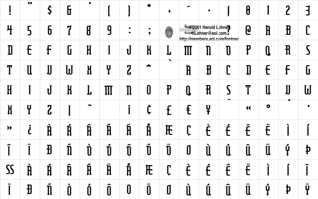 RubaiyatSolid Regular  glyph index