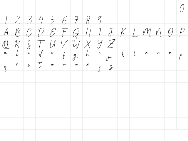 Fatherland Regular  glyph index