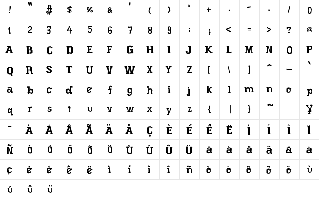 Xilo Prosa Regular  glyph index