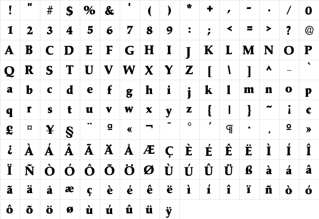 Marath-ExtraBold Regular  glyph index
