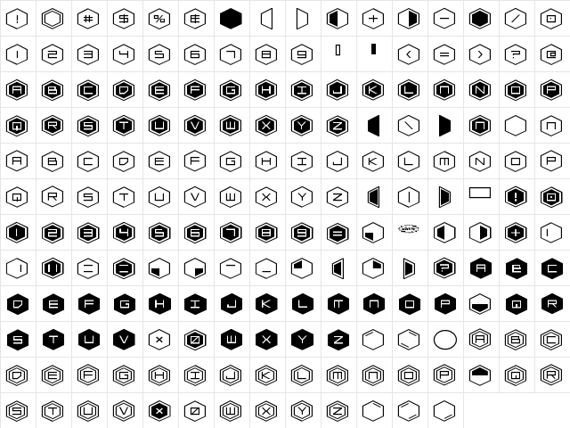 HEX:gon Expanded Expanded  glyph index
