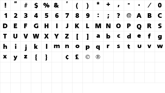 ChandlerSSK Bold  glyph index