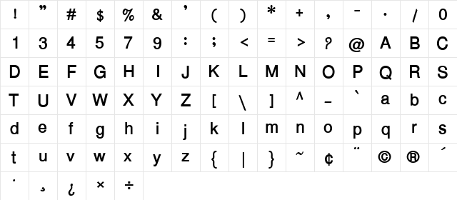 Amar Bangla Bold  glyph index