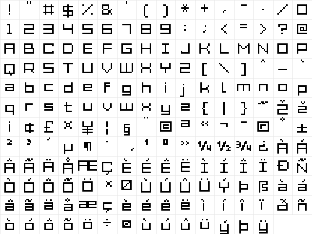 Grixel Acme 7 Wide Regular  glyph index
