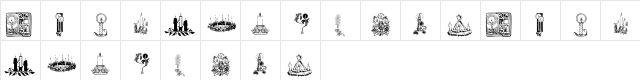 KR Christmas Candles Regular  glyph index