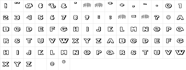 DietDrCreep Regular  glyph index