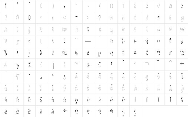 Instrument Regular  glyph index