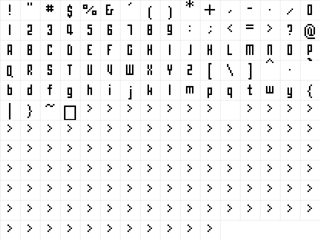 00Pedantix Bold  glyph index