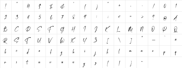 Destoria Regular  glyph index