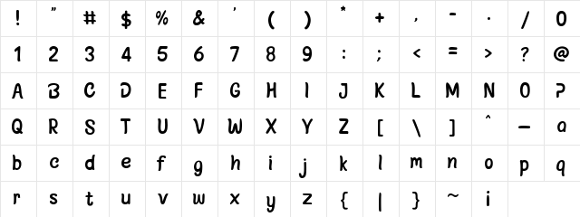 Veilsco Regular  glyph index