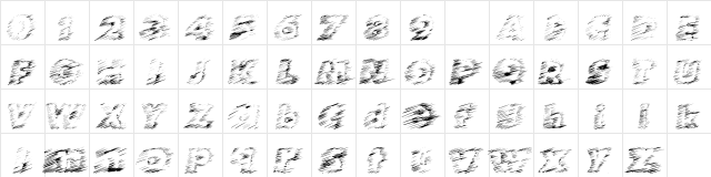 101! Etched Regular  glyph index