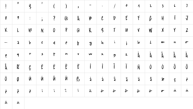Fearsome DEMO Regular  glyph index