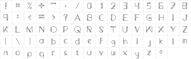 Geometrico ExtraLight  glyph index