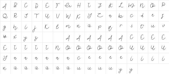Anindya Meita Demo Regular  glyph index