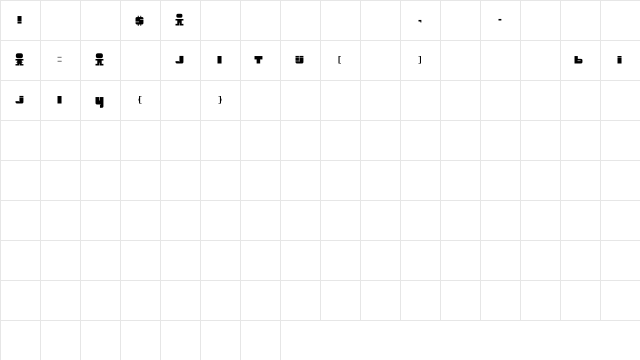 Blockster original  glyph index